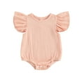 thumbnail image 1 of Gupgi Solid Color Rompers for Baby Girls Round Neck Fly Sleeve Bodysuits Infant Summer Bodysuits, 1 of 9