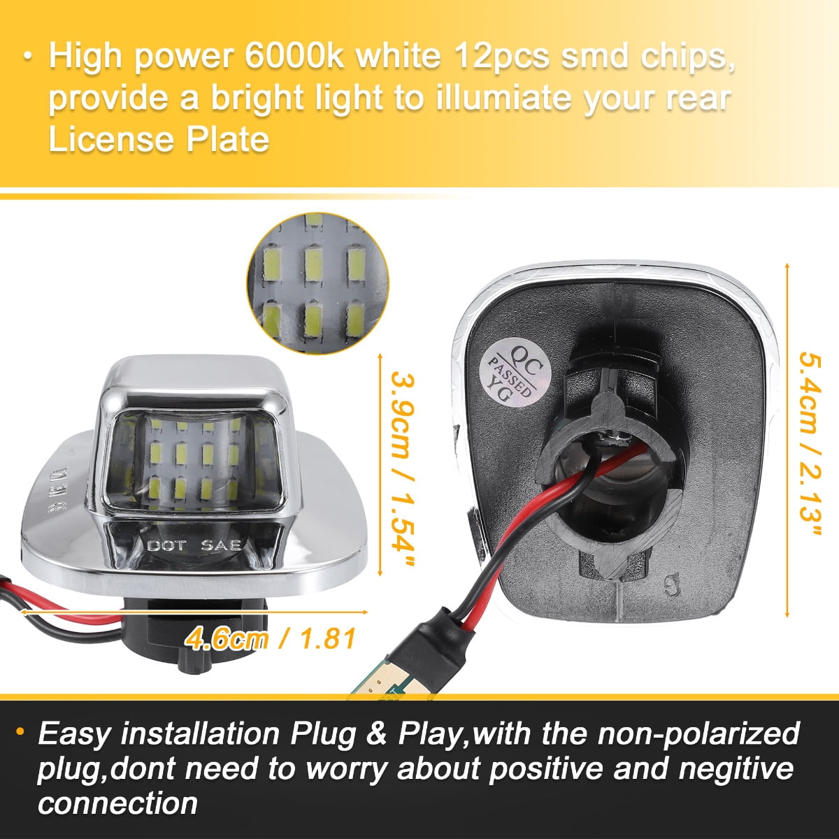Applicable to LED License Plate Lights for Chevy C1500 C2500 C3500 GMC Sierra 1500 2500 3500