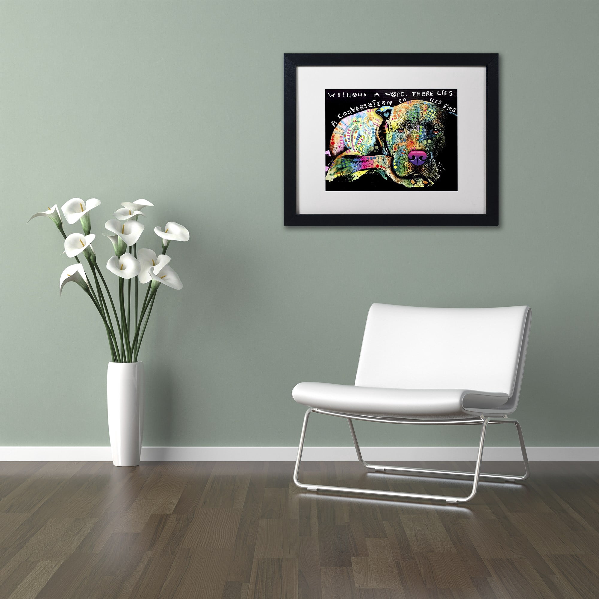 Trademark Fine Art 'Without a Word' Canvas Art by Dean Russo, White Matte, Black Frame