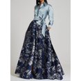 thumbnail image 2 of Elegante vestido largo con estampado floral, cuello vuelto, manga larga, lazo, bolsillo, vestido largo para fiesta, boda, noche, 2 of 4