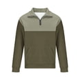 thumbnail image 3 of IYTR Mens Sweatshirts Vintage Pattern Western Sweatshirt Fall/Winter Fashion Solid Color Long Sleeve Sweatshirts Casual Zipper Stand-Up Collar Army Green XL, 3 of 4
