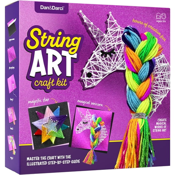 Dan&Darci Art Craft Kit for Kids - Unicorn & Star String Art Set for Girls & Boys Ages 8-12 - Arts and Crafts Gifts