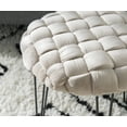 thumbnail image 3 of Powell Anya Round Handwoven Velvet Ottoman with Hairpin Legs, Cream, 3 of 8