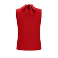 thumbnail image 6 of Miluxas Women's Sleeveless Halter Neck Blouse - Front Ruffle & Back Tie Bow Casual Tank Top Solid Flowy Shirts Ideal for Work and Daily Wear Red, 6 of 9