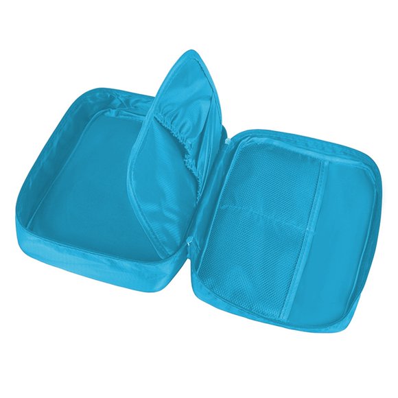 Bolsa de maquillaje impermeable con doble capa de organización: neceser portátil de PU con compartimentos extraíbles para cosméticos y artículos esenciales de viaje, asa de transporte fácil y cremall