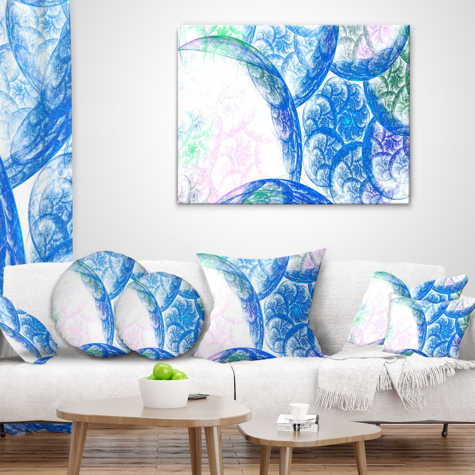 Designart Blue White Dramatic Clouds - Abstract Throw Pillow - 12x20