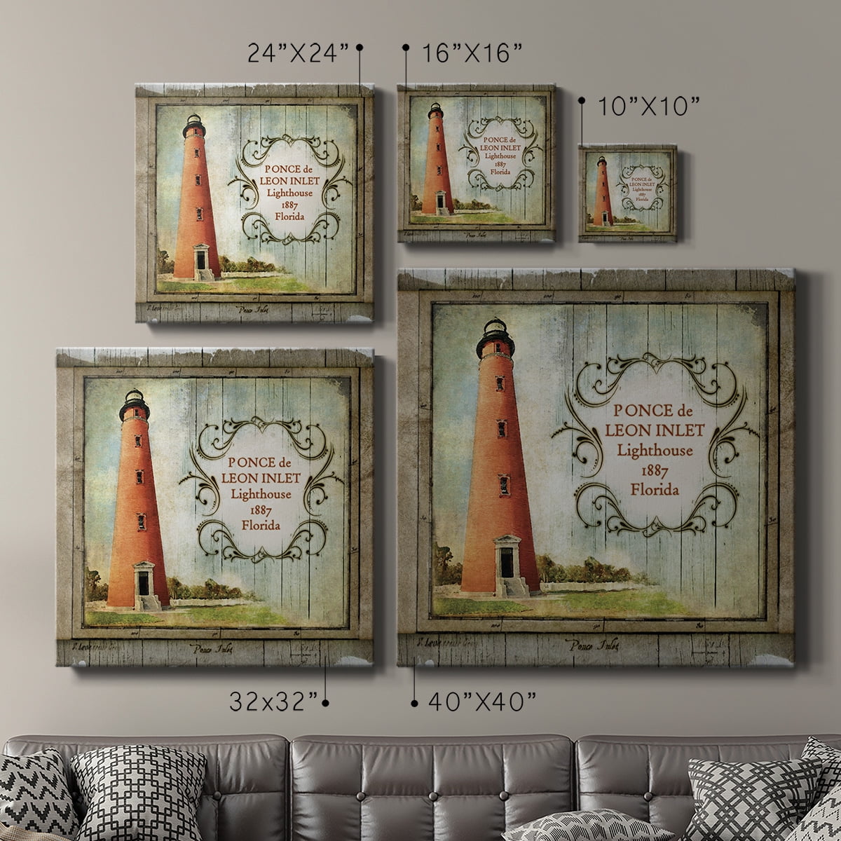 Wexford Home Florida Lighthouse VIII-Premium Gallery Wrapped Canvas, 40" x 40" - Ready to Hang
