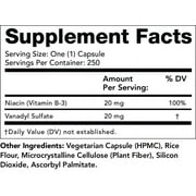 Olympian Labs Vanadyl Sulfate 20 mg Plus Niacin 20mg Capsules, 250 Count