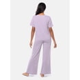thumbnail image 3 of Fruit of the Loom Women's Soft and Breathable Short Sleeve Boxy Top and Wide Leg Pajama Set, Sizes S-4X, 3 of 14