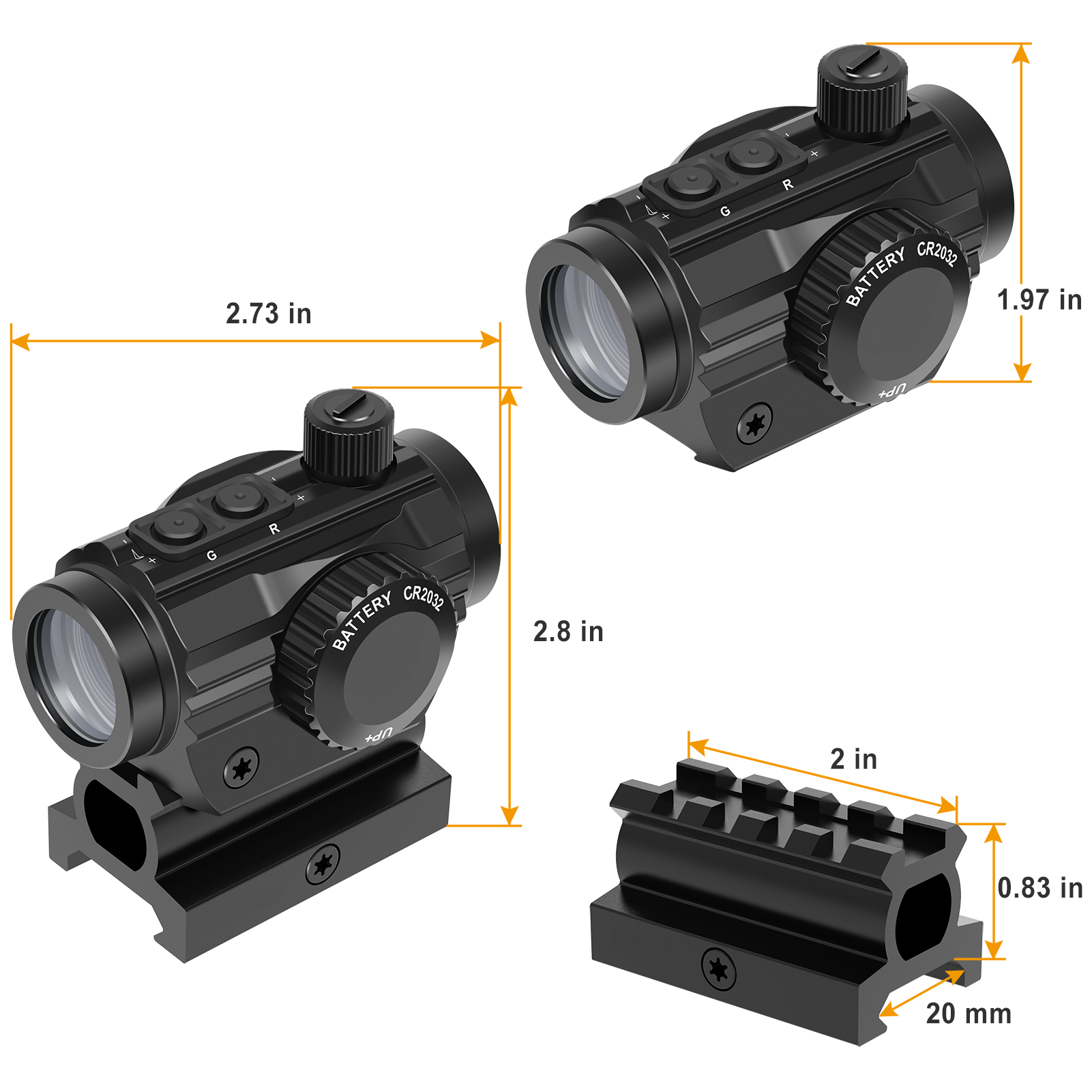 Feyachi RDS-36 1x22mm 5 MOA Sight Red & Green Dot with 0.83” Riser Mount Absolute Co-Witness Height