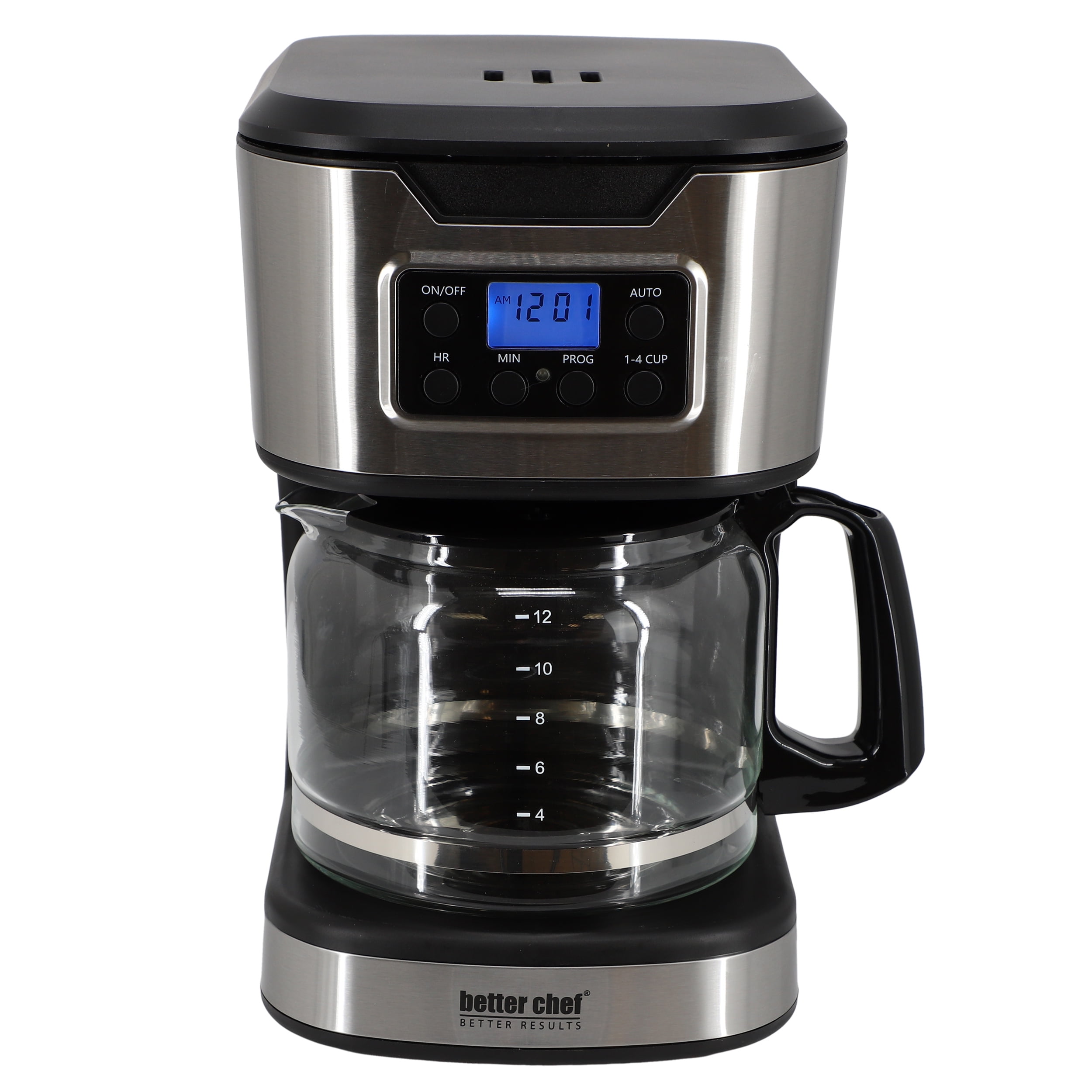 Better Chef 12-Cup Programmable Coffee Maker in Black with Stainless Steel Accents