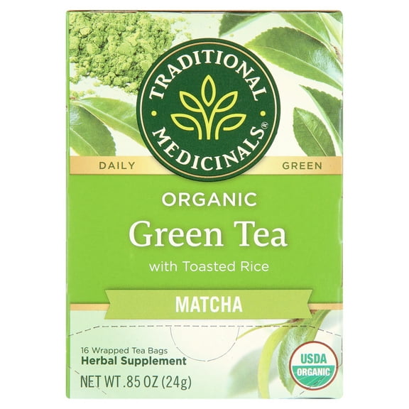 Traditional Medicinals, Organic Green Tea Matcha with Toasted Rice, Tea Bags, 16 Ct