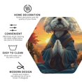 thumbnail image 3 of Junzan Sunset Meditating Bichon Frise Print Coasters for Drinks - Leather Coasters Set of 4 for Coffee Table for Housewarming/Kitchen/Bar/Decor -Hexagon, 3 of 6
