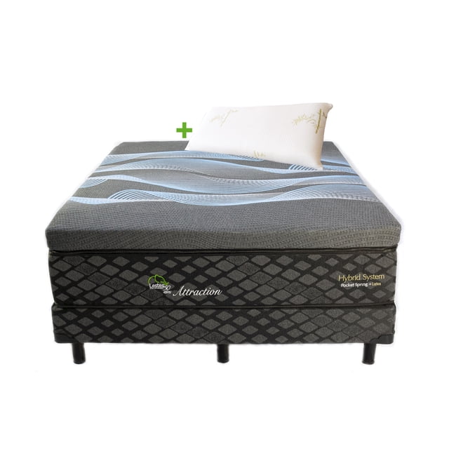 Colchón Lester Queen Size Attraction+Box+Almohada Hybrid Luxury Lester Attraction Attraction