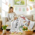 thumbnail image 4 of Throw Blanket Fleece Throw Blanket 50x60in, Happy Easter Words Gnomes Soft Lightweight Bed Blankets Eggs on Wood Board Fuzzy Couch Blankets for All Season, 4 of 9