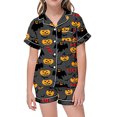 thumbnail image 3 of Weebloom Girls Halloween Pajamas Soft Kids Flip Collar Design Dailywear Outfit 2-13 Years Skin-Friendly Loungewear,8-9 Years, 3 of 4