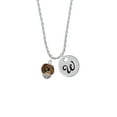 thumbnail image 2 of Delight Jewelry Goldtone Wide Translucent Brown Cheetah Print Spinners Silvertone Script Initial Disc - W - Charm Necklace, 20"+3", 2 of 4