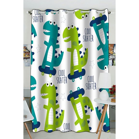 ABPHQTO Cool Skater Dinosaur Window Curtain Kitchen Curtain Window Drapes Panel 52x84 inch (One Piece)