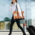 thumbnail image 5 of FORMRS Canvas Laptop Tote Bag for Women with 15.6" Computer Compartments Shoulder Handbag, Beige Geometric Circles, 5 of 7