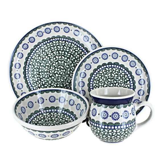 Ceramika Artystyczna Blue Rose Polish Pottery  Dinnerware (4 PC) Maia