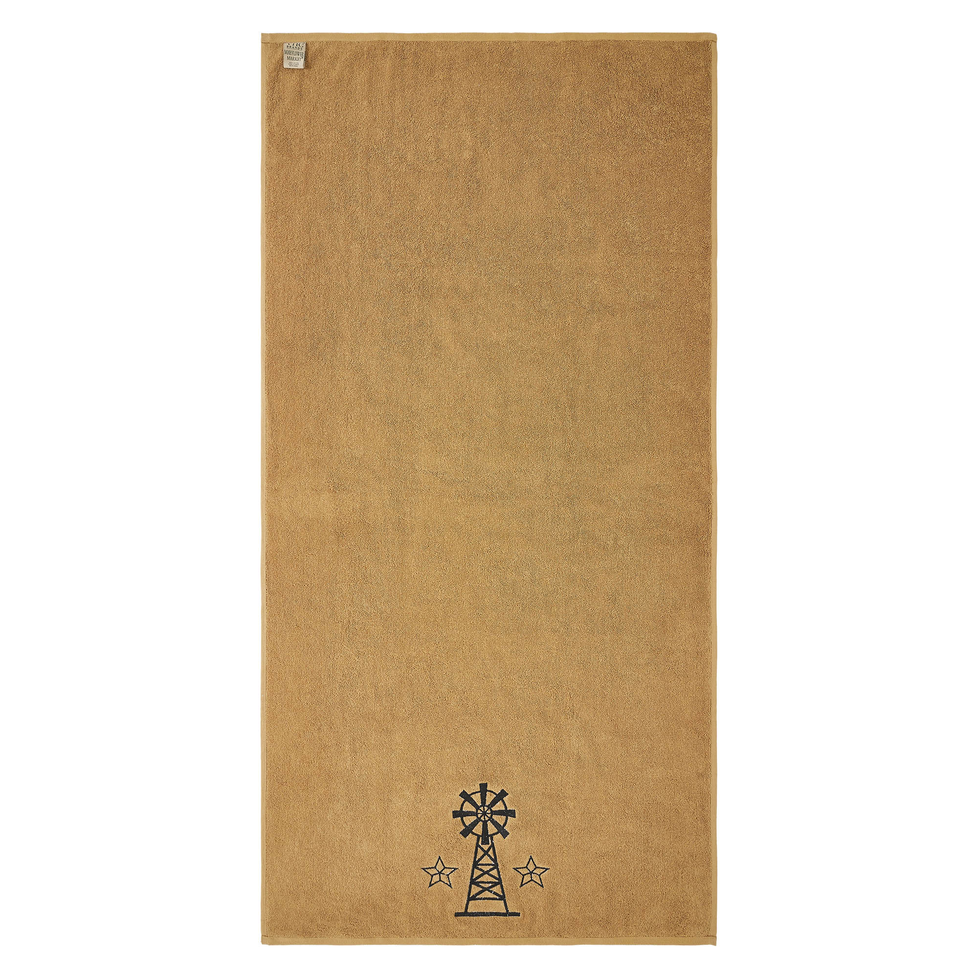 VHC Brands Black Windmill & Stars Tan Bath Towel Set of 2 27x54