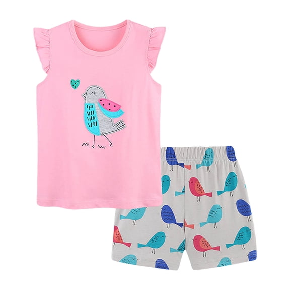 KPOPLK Toddler Baby 6M 12M 18M 2T 3T Girl Outfits Floral Summer Clothes Infant Spring Ruffle Sleeve Shirt Tops Cute Shorts Set,Sizes 1-2 Years