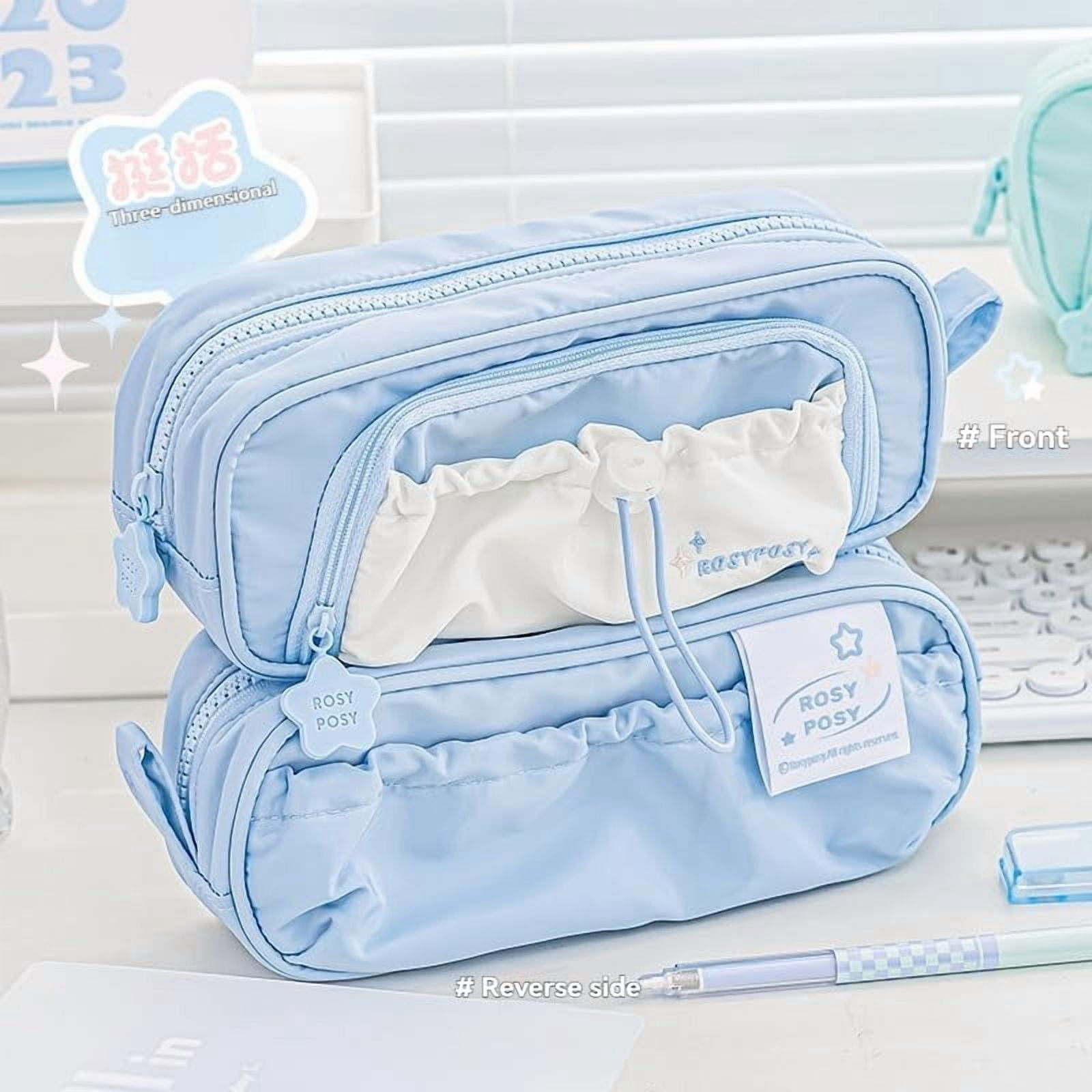 Rosy Posy Pencil Case, Kawaii Pencil Case With Rosy Posy Pens, Counting Stars PencilCase Big Capacity, Cute Aesthetic Pouch Holder Drawstring Pen Case