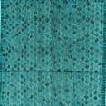 thumbnail image 1 of Ahgly Company Machine Washable Indoor Square Abstract Turquoise Blue Modern Area Rugs, 4' Square, 1 of 4