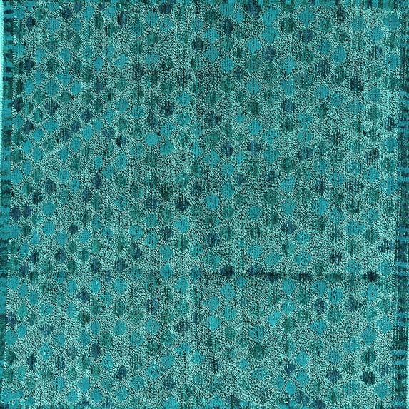 Ahgly Company Machine Washable Indoor Square Abstract Turquoise Blue Modern Area Rugs, 4' Square