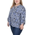 thumbnail image 2 of NY Collection Women's Plus Size Long Roll Tab Sleeve Pintuck Front Blouse, 2 of 4