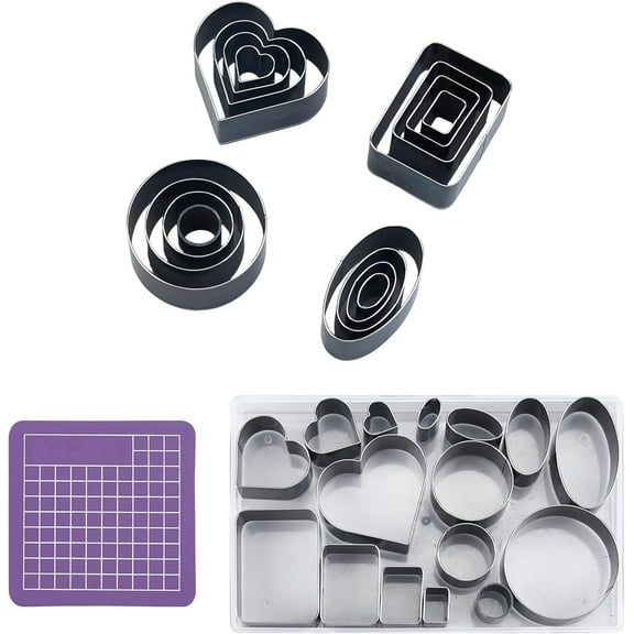 DIY Leather Die Cutting 16PCS Hearts Rectangle Round Hollow Punch Cutter Tool Manual Punching Die Mold Hole Puncher Cutter