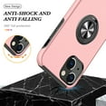 thumbnail image 7 of Allytech Hybrid Case for iPhone 15 with 360° Rotatable Ring Kickstand, Soft TPU + Rugged PC, Screen Lens Protection Shockproof Anti-Fall Magnetic Car Mount Back Case - Rosegold, 7 of 7