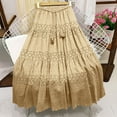 thumbnail image 4 of Byworldtasic Womens Skirts Women's High Waist A-Line Vintage Embroideried Lace Midi Skirt 2025 Vacation Casual Beach Boho Summer Skirts, 4 of 6