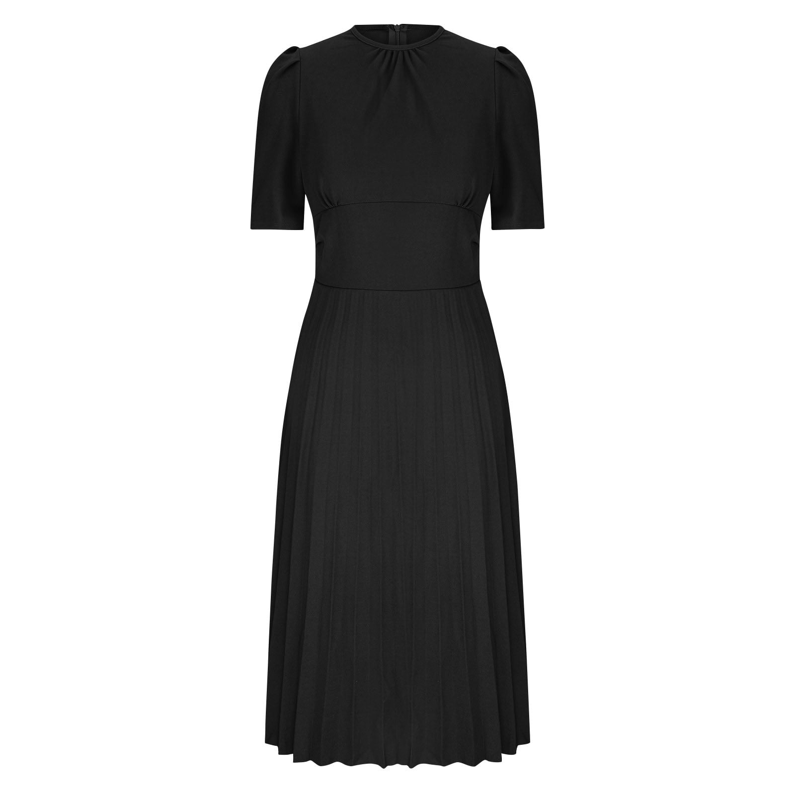 Weiqiqre Summer Dresses for Women Casual Fit and Flare Swing Dress Round Neck Short Sleeve Flowy Church Dress