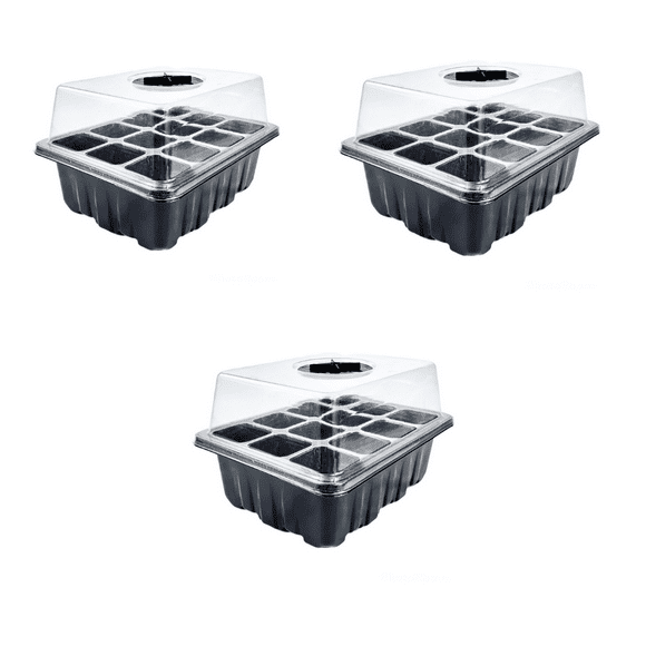 Mini Invernadero, 12 Cavidades con Domo, Germinador Plántulas, 3 pz