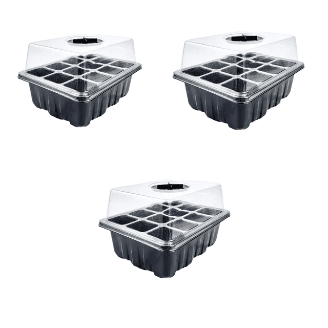 Mini Invernadero, 12 Cavidades con Domo, Germinador Plántulas, 3 pz