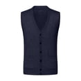 thumbnail image 1 of Men's Sweater Vest for Autumn and Winter with V-Neck Pure Color Wool Blend Non-Hooded Button Buckle Design Classic Sleeveless Knitwear Suitable for Layering, 1 of 6