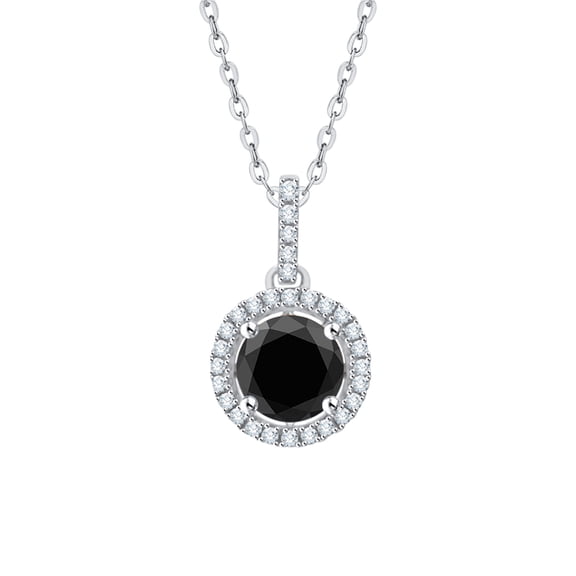 KATARINA 14K White Gold 1 cttw Black and White Diamond Fashion Pendant Necklace