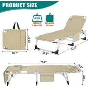 Slsy 3in1 Sun Tanning Chair with Mattress, Heavy Duty Summer Lounger Chair with Face Arm Hole, Adjustable, Removable Pillow & Carry Handle, Sunbathing Chair for Patio, Poolside, Lawn, Beach