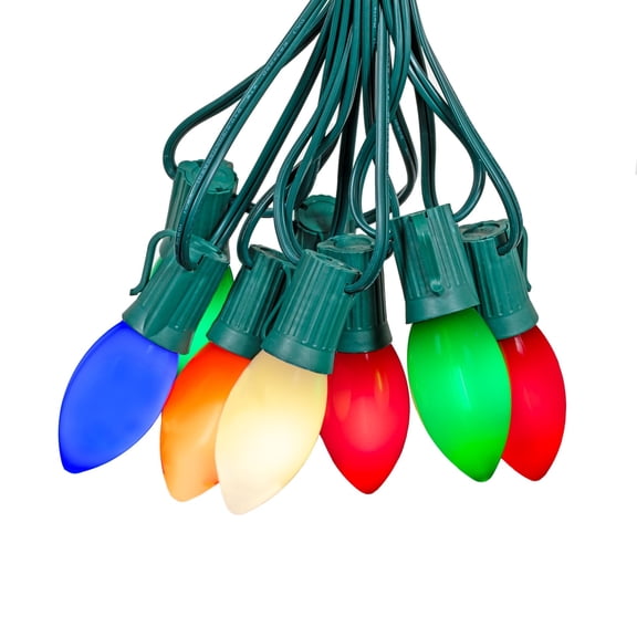 Novelty Lights C9 LED Christmas Multicolor Smooth Plastic Light Set, Green Wire (25 Bulbs, 25 Feet)