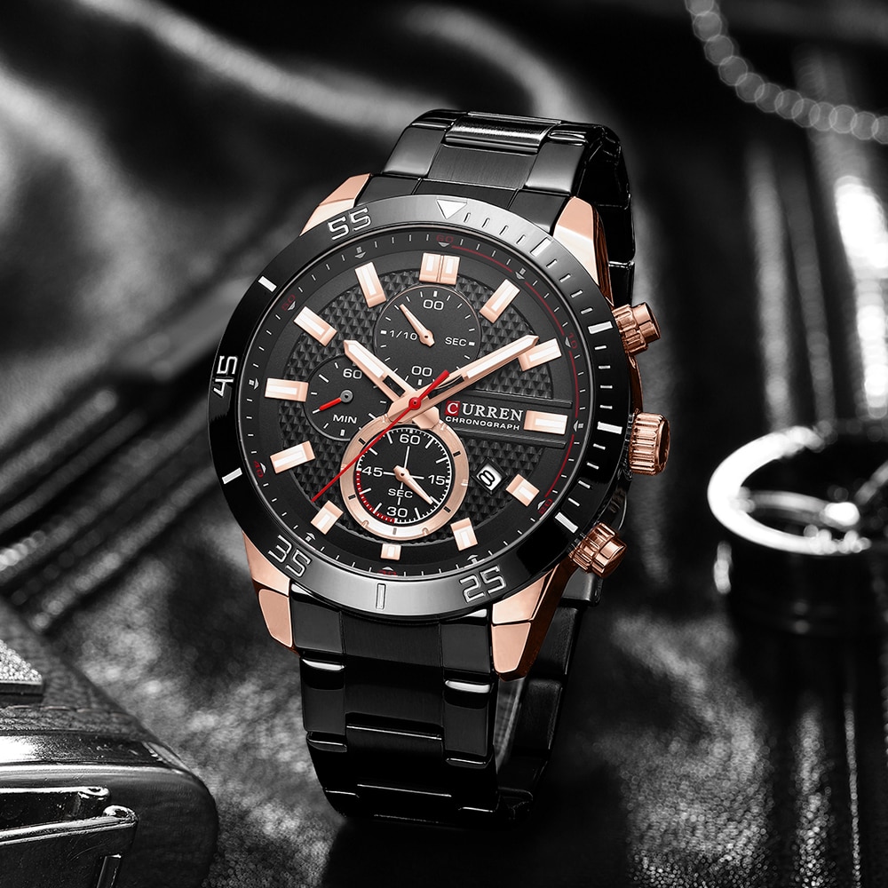 CURREN New Style Watches for Men Sport Stainless Steel Wristwatches with Luminous Point Quartz Movement Clock for Male