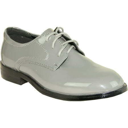 - VANGELO Toddler Boy Tuxedo Shoes TAB Dress Shoe Oxford Style Wrinke Free Gray Patent 10M US Toddler