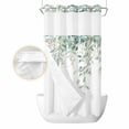 thumbnail image 2 of Eucalyptus Leaves No Hook Shower Curtain Waterproof, Bathroom Curtains with Snap in Liners and See Through Top Window, Sage Green Botanical Spring Summer Hotel Style Bathtub Curtains Shower 36"Wx78"L, 2 of 8