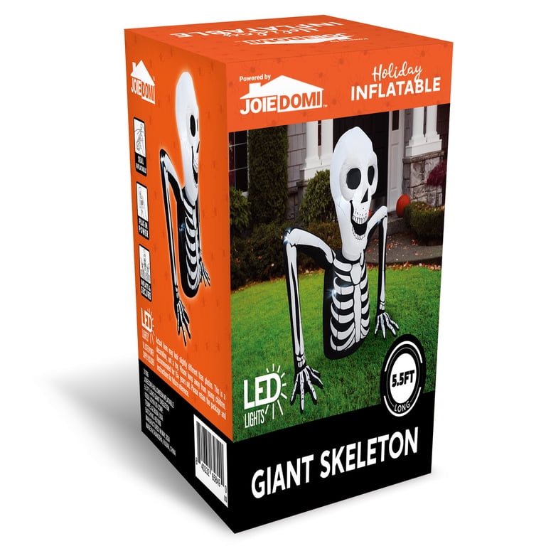 Joyfy 5.5ft Halloween Inflatables Long Light Up Skeleton Ground