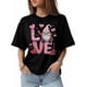 thumbnail image 1 of Camiseta de mujer, camisetas de manga corta, camisetas casuales, camisetas de cuello redondo con gnomo de amor para el Día de San Valentín para mujer, 1 of 8