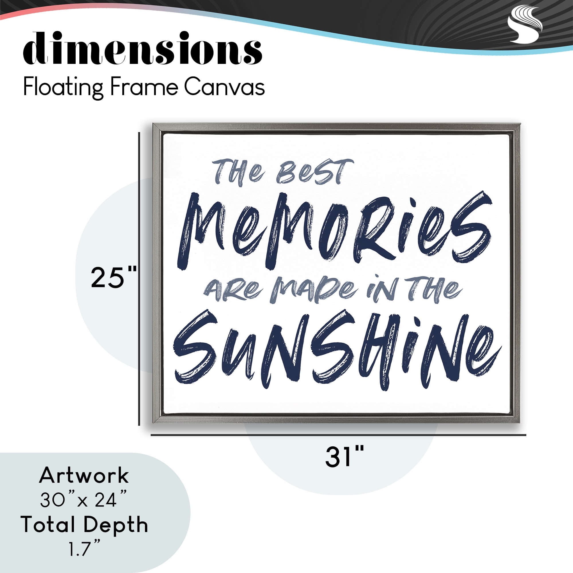 Memories Made In Sunshine Gray Framed Floater Canvas Wall Art, design by Lettered and Lined