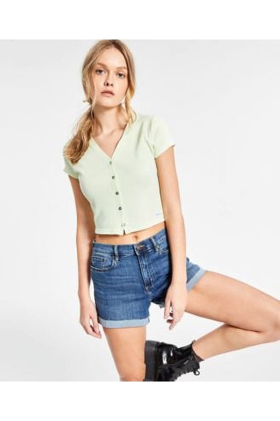 MSRP $50 Calvin Klein Jeans Cotton Crop Top Green Size XL (WRINKLED)