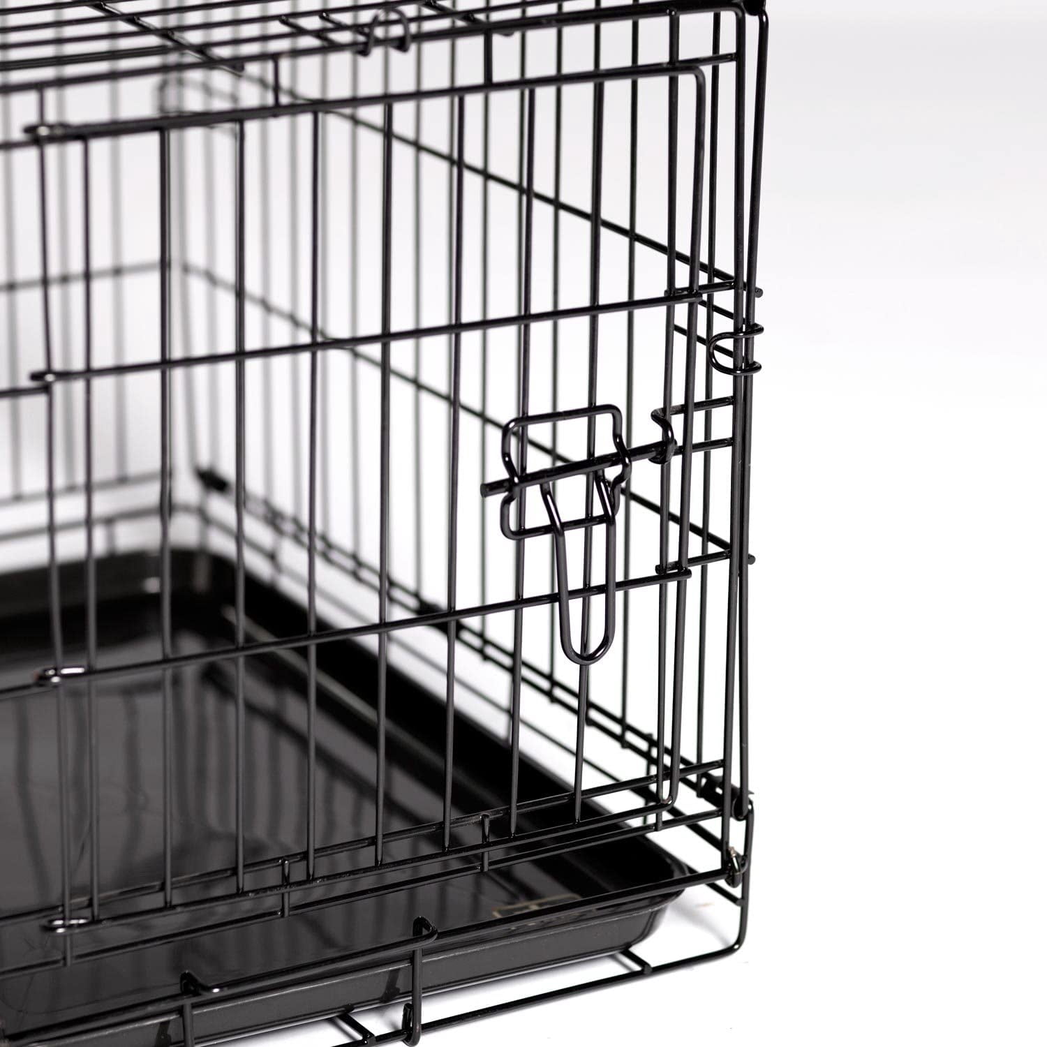 MONGJI Home On-The-Go Single Door Dog Crate - Extra Extra Small Collapsible Dog Cage for Travel, Indoor, and Outdoor Use, Foldable Kennel Design, Deep Plastic Pan - XXS, Black