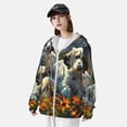 thumbnail image 5 of Goofa Sunflower Field Spotted Dog Printed Women's UPF 50+ Sun Protection Hoodie Jacket Lightweight Long Sleeve Sun Shirt for Women with Pocket Hiking Outdoor-Large, 5 of 9