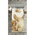 thumbnail image 3 of Ambesonne Animal Quilted Bedspread Set 2 Pcs, Cat Playing with Feather, Twin Size, Apricot Cream White, 3 of 3
